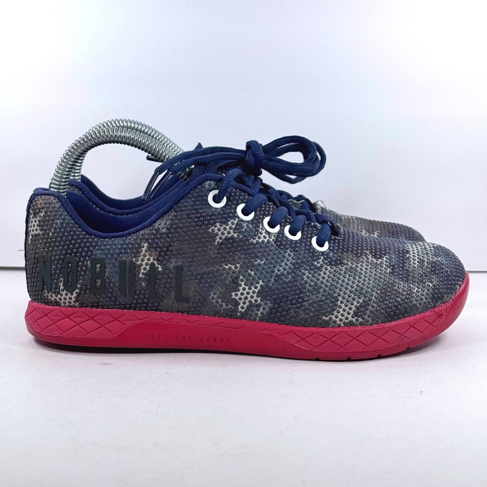 NOBULL Trainer Blue White Star Camo Pink Sole Womens 7 Mens 5.5 Sneakers